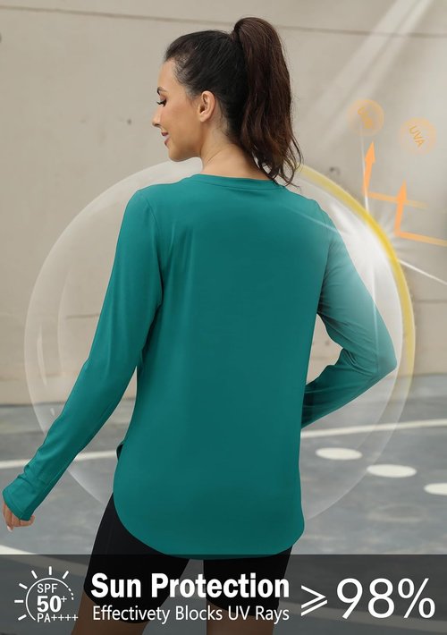 KevaMolly Long Sleeve Workout Tops for Women - UPF 50+ UV Protection, Lightweight Quick-Dry Rash Guard