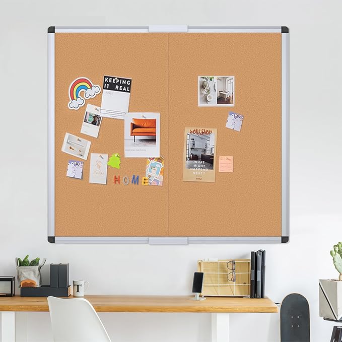 VIZ-PRO Large Cork Bulletin Board/Foldable Noticeboard, 48 X 48 Inches