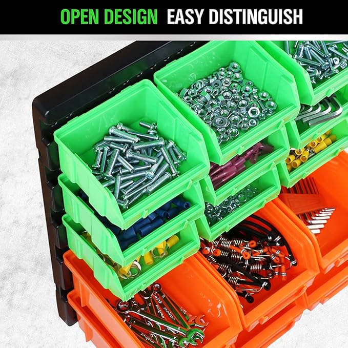 SWANLAKE GARDEN TOOLS 30-Bin Wall-Mounted Storage Bins, Heavy-Duty Garage Tool