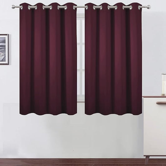 LEMOMO Blackout Curtains 52 x 45 inch/Burgundy Red Curtains Set of 2
