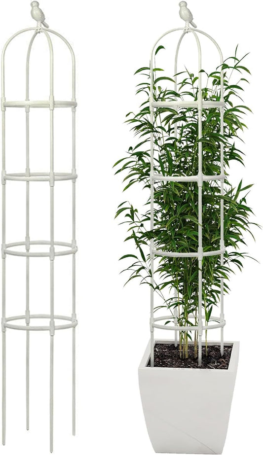 Garden Trellis for Climbing Plants, Rustproof Metal Pipe with Heavy Duty 6ft, Garden Outdoor Indoor Potted Plant Supportï¼Whiteï¼