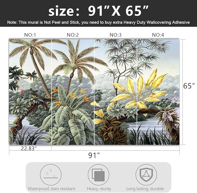 -Tropical Botanical Palm Leaf Fabric Wallpaper Living Room Bedroom Bathroom