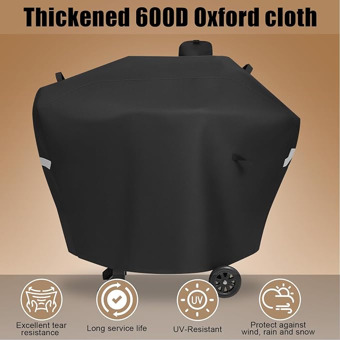Pellet Grill Cover for Camp Chef 24 Smoker, Upgraded Full-Length Heavy Duty Waterproof Smoker Cover for Woodwind Pro 24 PG24SE PG2424SGB SmokePro PG24MZG PG24WWSB DLX 24 for Camp Chef 24 With Sidekick