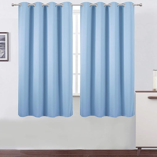 LEMOMO Sky Blue Thermal Blackout Curtains/52 x 63 Inch/Set of 2 Panels Room