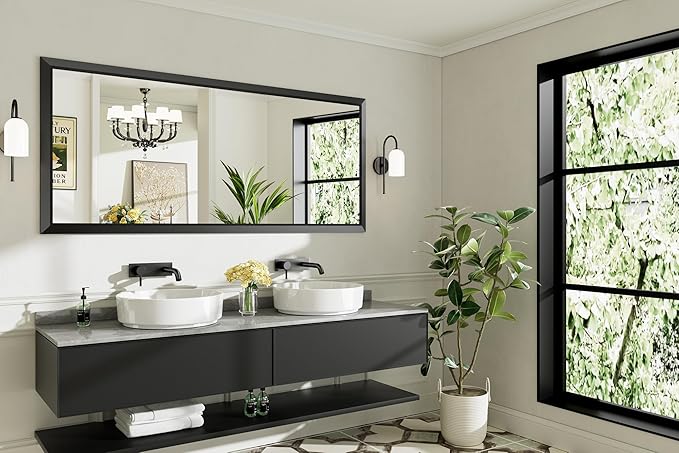 Briivue 72x32 Inch Black Bathroom Mirror