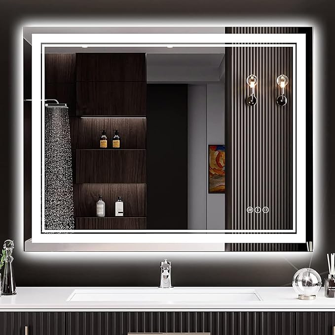 30x36 LED Bathroom Mirror with Lights, Backlit and Front Lit Anti-Fog Lighted