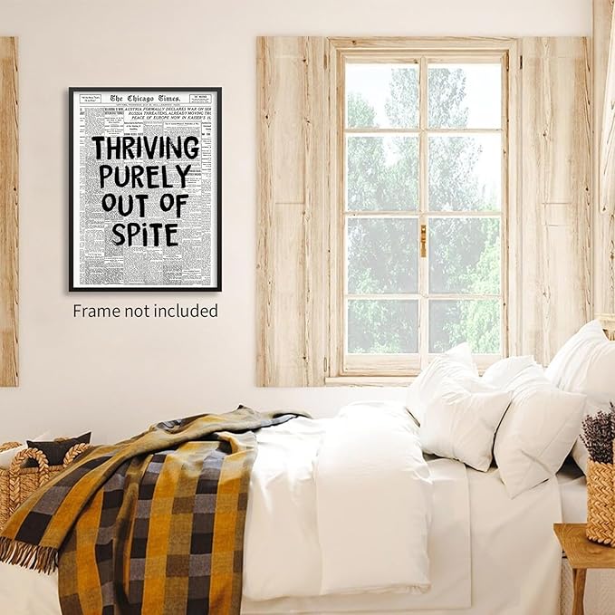 noxozoqm Black And White Newspaper Poster Fashion Fun Motivational Quote Wall