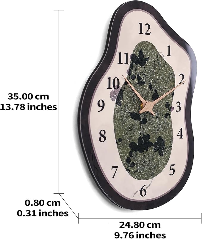 Mid Century Retro Irregular Shape Wall Clock, Silent Non-Ticking Battery