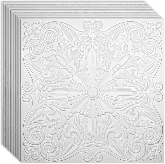 Art3d Drop Ceiling Tiles 24x24in., Wainscoting Panels Glue Up 2ft x 2ft