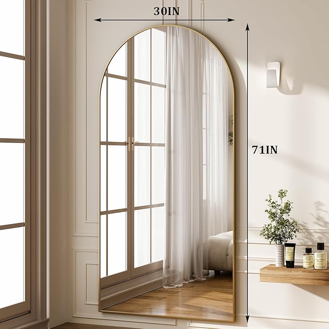 HARRITPURE 71"x30" Arched Full Length Mirror Free Standing Leaning Hanging