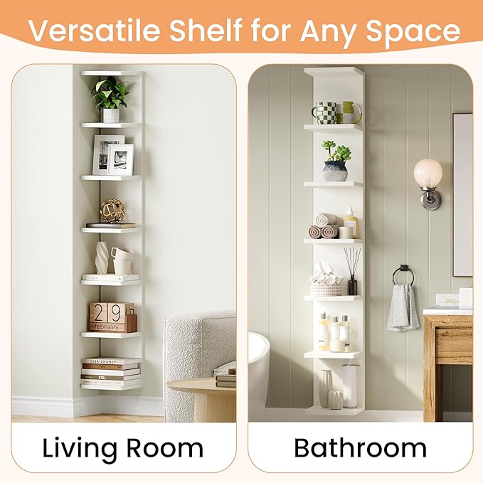 upsimples 7-Tier Floating Wall Shelf, Decorative Shelves