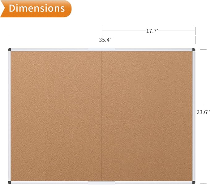 VIZ-PRO Cork Bulletin Board/Foldable Noticeboard, 36 X 24 Inches