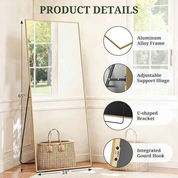 Mirror Full Length 65"x24" Full Body Floor Mirror