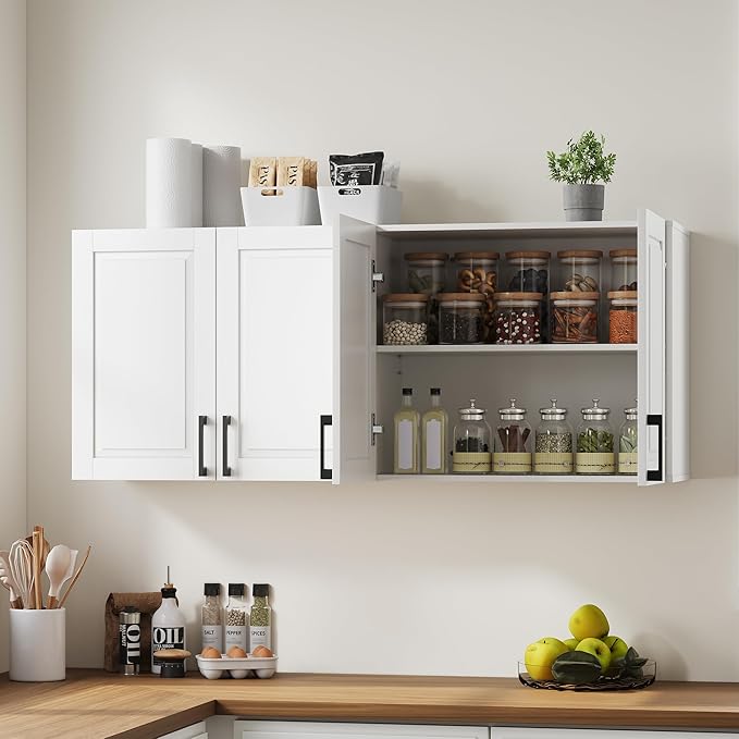ChooChoo Laundry Room Cabinets, 4 Doors Wall Mounted Storage Cabinet, Kitchen
