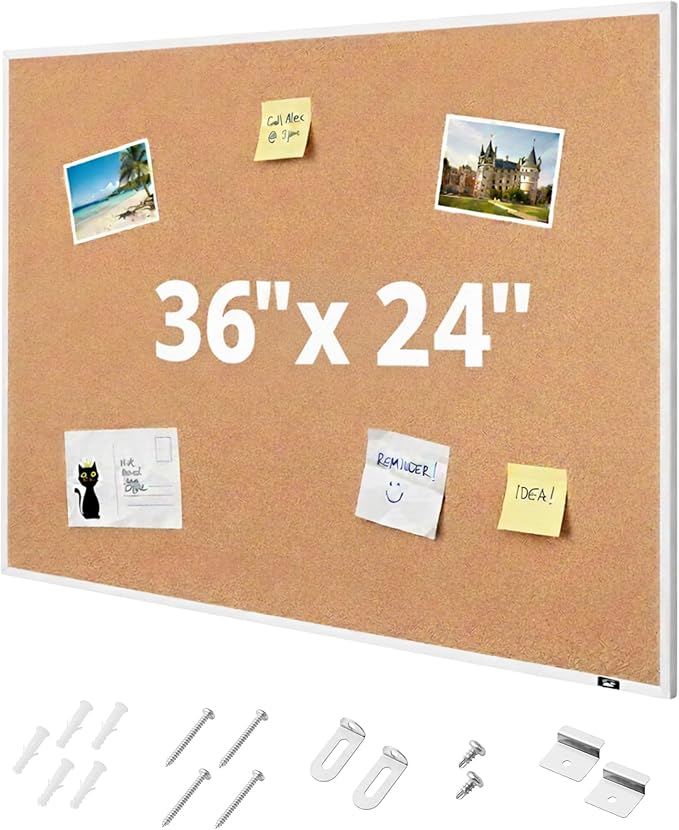 Mr. Pen- White Frame Cork Bulletin Board, Office Wall Cork Board