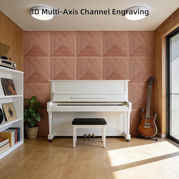 6 PCS Acoustical Wall Panels，23.6 x 23.6 Inch Self-adhesive Sound Absorbing