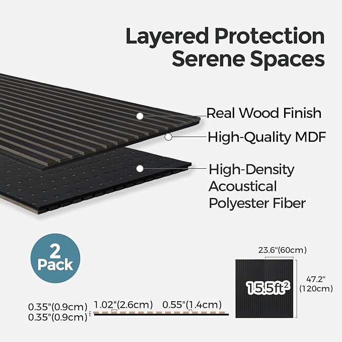AKUMAX 4 Pack Acoustic Panels, Wood Slat