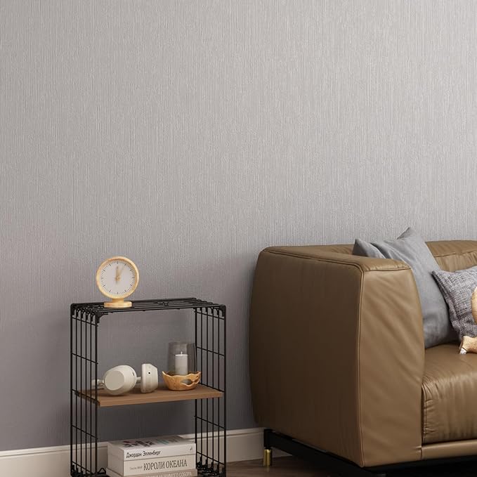 FUKU MON 23.6" X 393" Light Gray Wallpaper Peel and Stick Contact Paper Solid