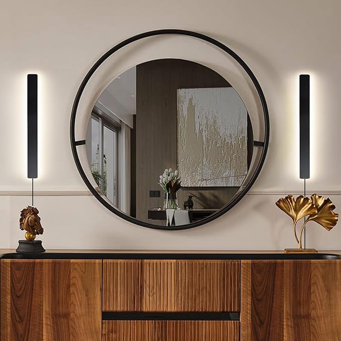 KELUOLY Modern Plug in Wall Sconces, 23.6 inch Frosted Black LED Long Wall