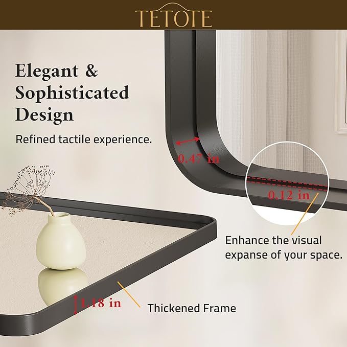 TETOTE Black Vanity Mirror 28 x 36 Inch