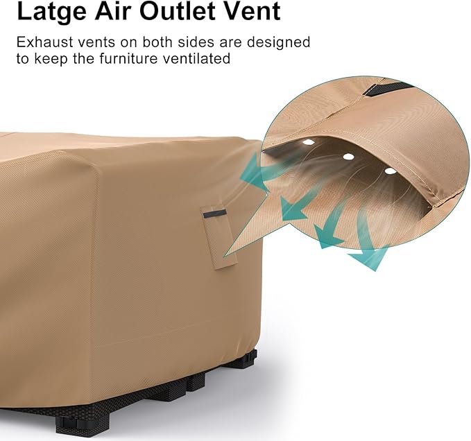 Patio Furniture Set Cover Waterproof, Heavy Duty Furniture Covers for Outdoor Sectional Sofa Set Wicker Rattan Table Chair Rectangular,124"L×71"W×29"H,Brown