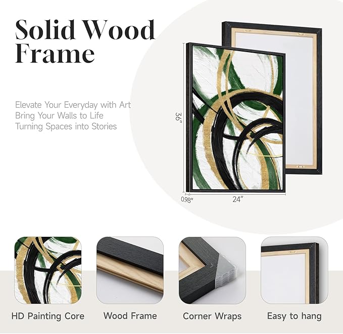 Framed Green Abstract Wall Art Set of 2