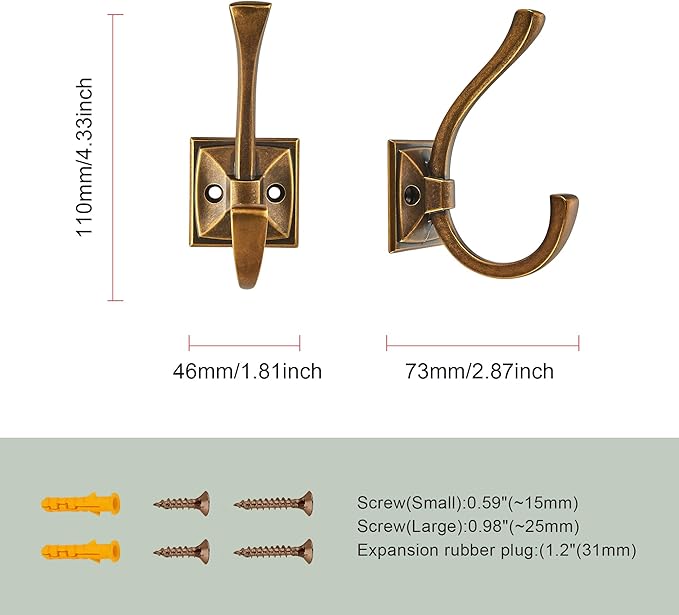 TUNNY 5 Pack Antique Design Wall Hanging Coat Hooks