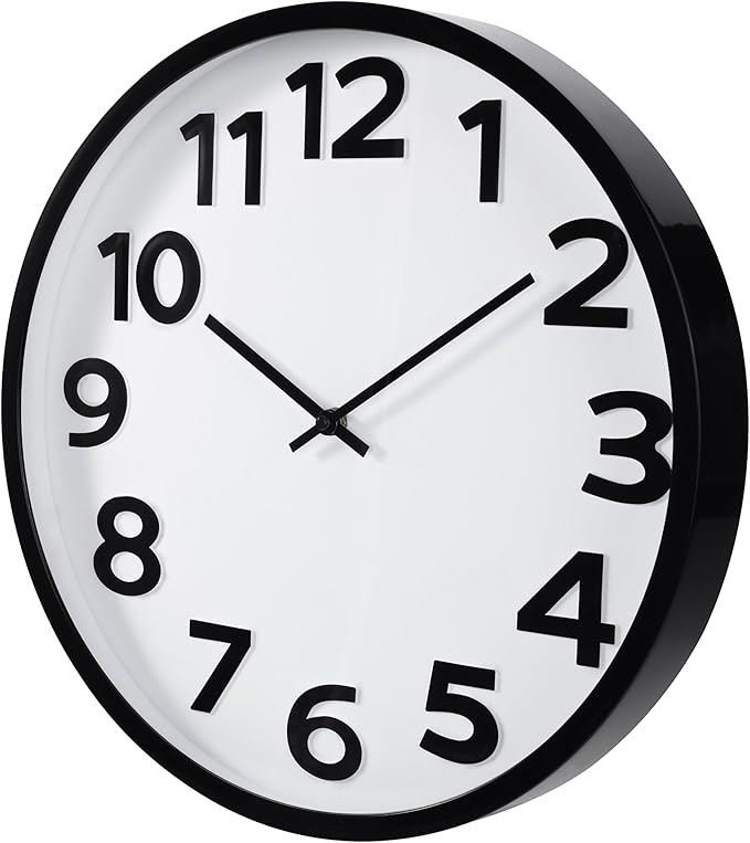Large Wall Clock 16 Inch Silent Non-Ticking Modern Big Number Wall Clocks