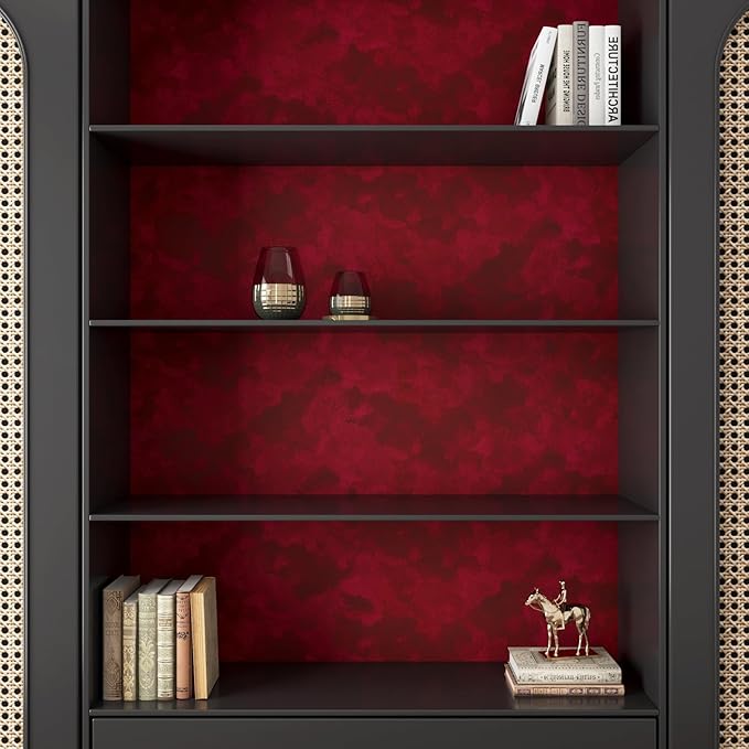 Yenhome 17.7"X118" Dark Red Velvet Wallpaper Vintage Velvet Peel and Stick