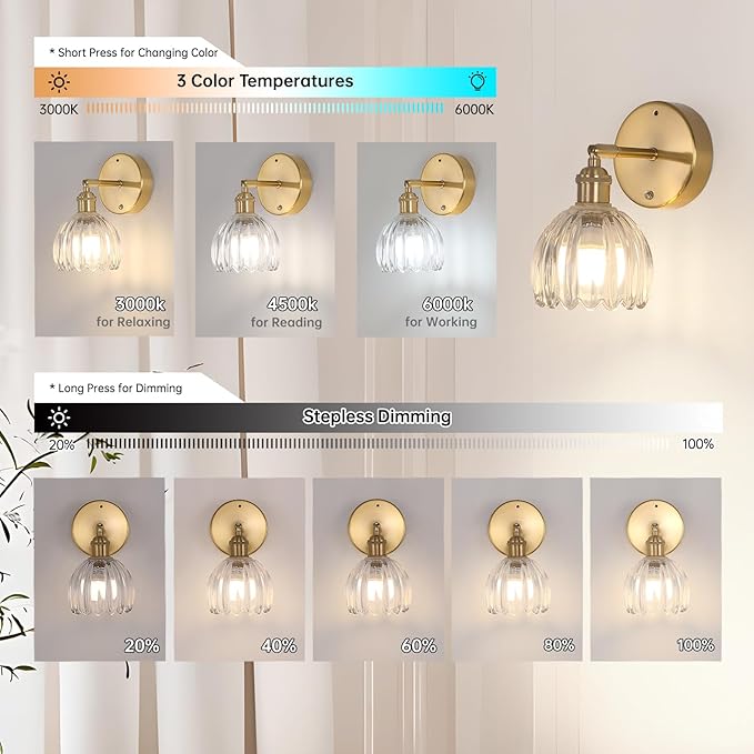 Shenmoyl Battery Operated Vintage Wall Sconces
