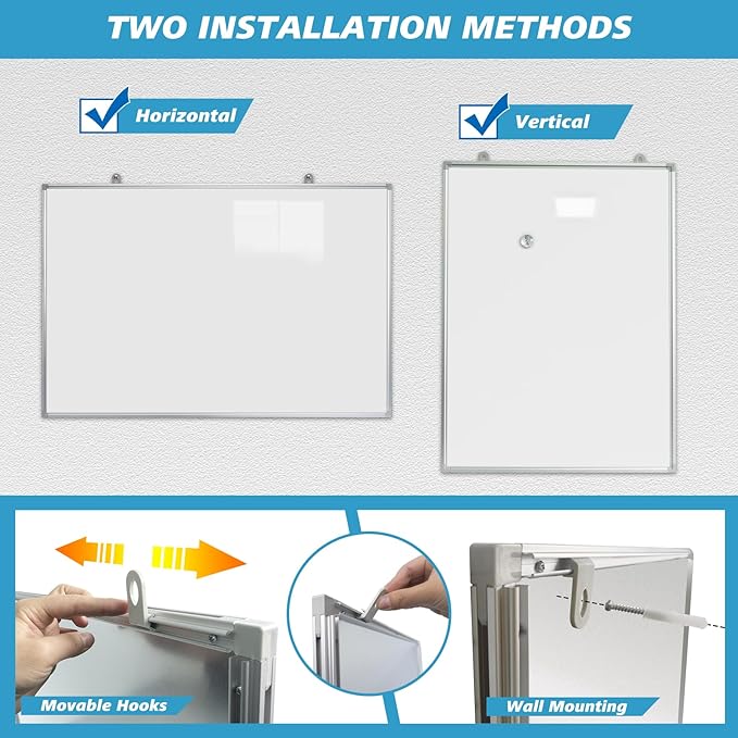 Magnetic Writeboard 24X36 Dry Erase Board Hanging & Wall Mounted Whiteboard S Aluminium Frame Message Boards for Home, School, Office, Kitchen