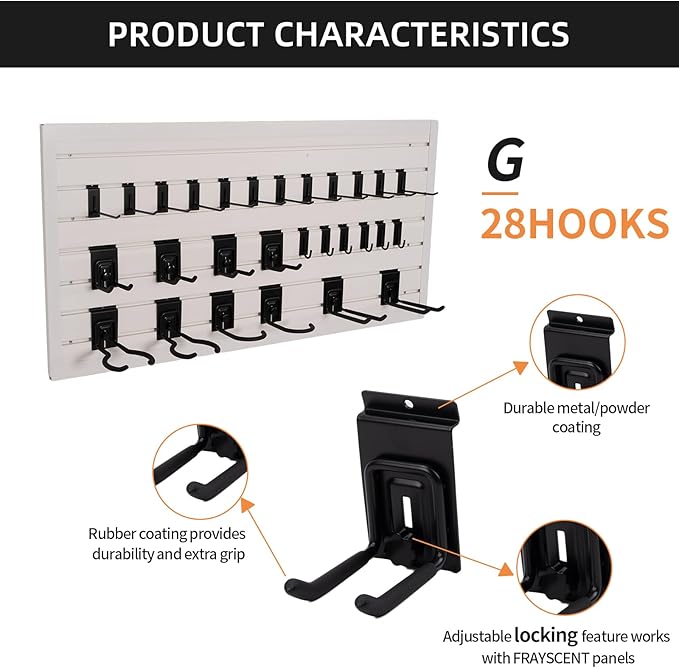 Slat Wall Accessories 28 PCS Garage Hooks Heavy Duty Slatwall Panel Hook