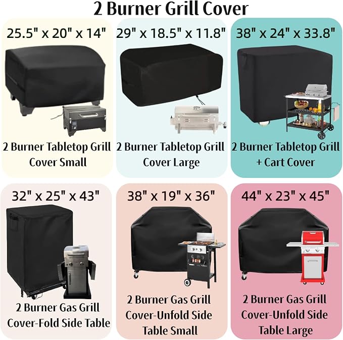 2 Burner Gas Grill Cover 32 Inch for Char-Broil Performance Series 2-Burner Gas Grills, Waterproof 32in Infrared Grill Cover for Weber Nexgrill with Collapsed Side Tables,32" x 25" x 43"