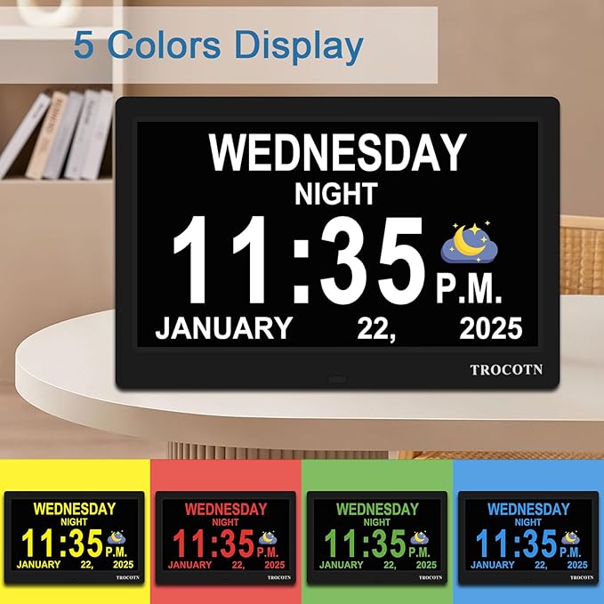 TROCOTN Dementia Clocks, Large Display Calendar Alarm Clock