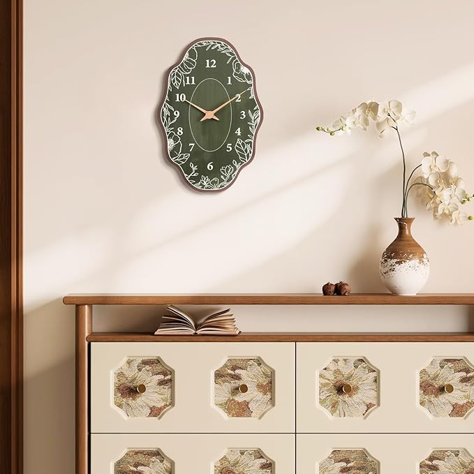 Mid Century Retro Irregular Shape Wall Clock, Silent Non-Ticking Battery