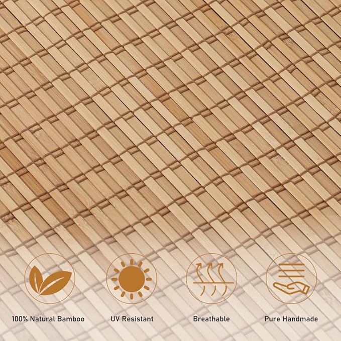SEEYE Cordless Bamboo Roman Shades, Roll Up Blind Privacy Shade