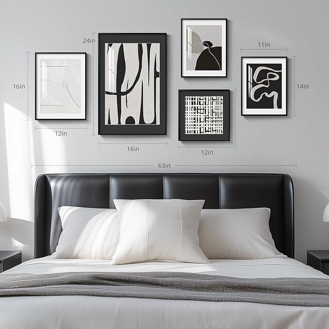 Framed Black and White Abstract Wall Art