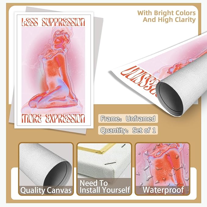 Liyark Spiritual Affirmation Art Poster Pink Woman Canvas Wall Art Aesthetic