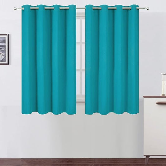 LEMOMO Teal Thermal Blackout Curtains/52 x 54 Inch/Set of 2 Panels Room