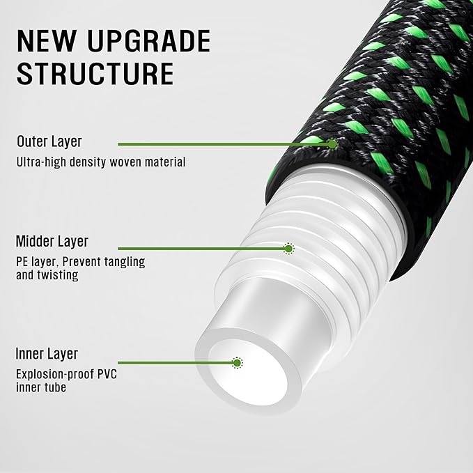 HBlife 75ft Garden Hose, Non Expandable Garden Hose with 10 Function Sprayer Nozzle, Flexible Lightweight Water Hose for Yard, Lawn, Car Wash and Outdoor