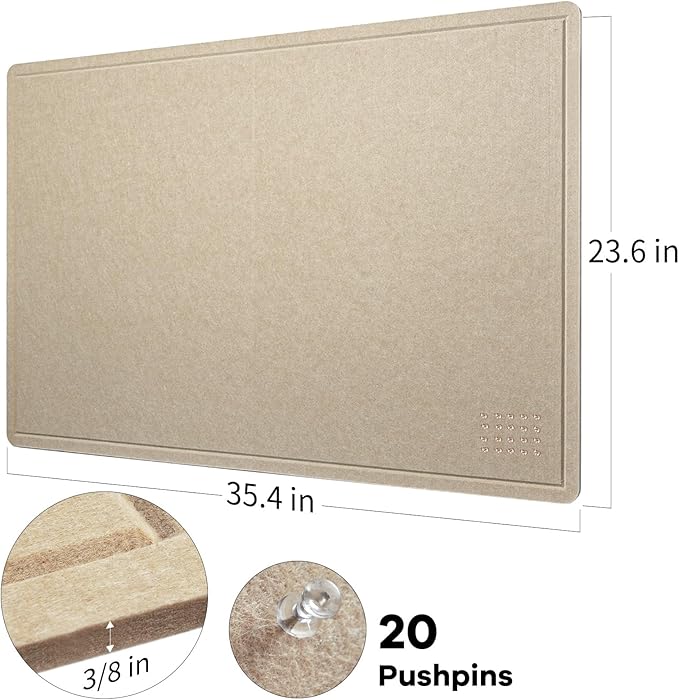 Lightomorrow Bulletin Board, 36 x 24 inches Felt Board