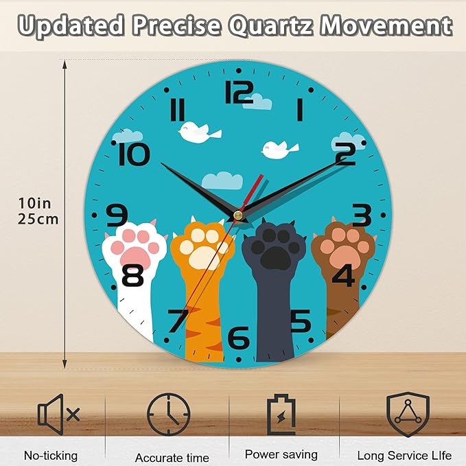 Cute Cat Paw Wall Clock