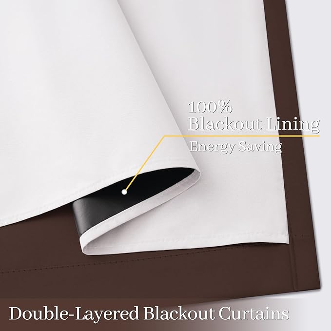 Yakamok 100% Blackout Curtain Panels 63 inches Cold and Light Blocking Drapes