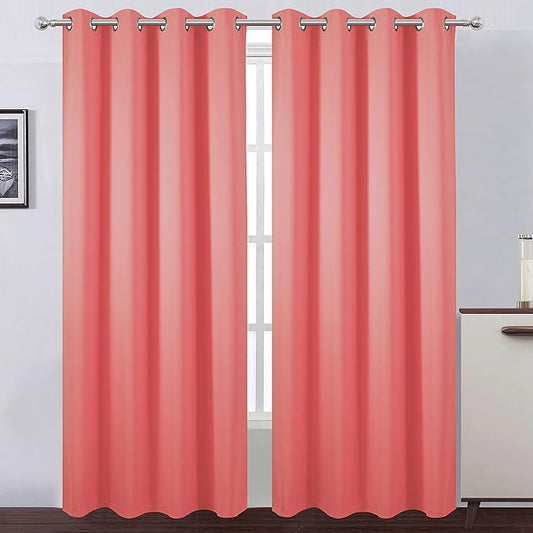 LEMOMO Blackout Curtains 52 x 84 inch/Coral Curtains Set of 2 Panels/Thermal