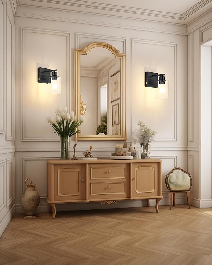 Battery Operated Wall Sconce Set of 2, Easy Install Dimmable Wireless Wall