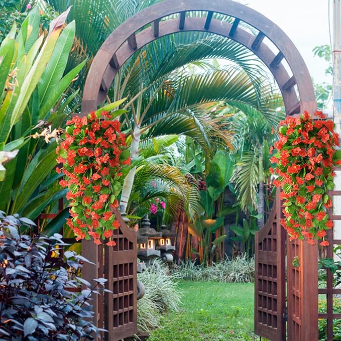 ZFProcess 2PCS Artificial Hanging Flowers, Fake Hanging Plants Violet Vines UV