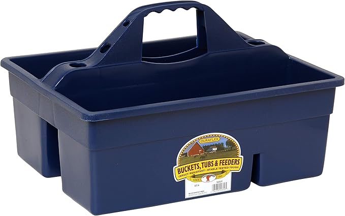 Little GiantÂ® Plastic DuraTote | Horse Grooming DuraTote | Durable Tote Box Organizer with Easy Grip Handle | Extra Thick Sidewalls | Navy