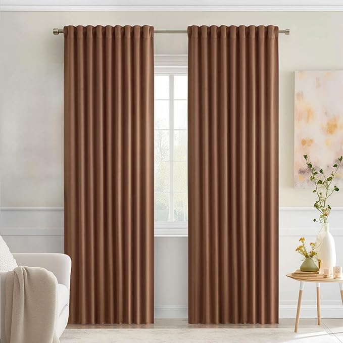 MIULEE Back Tab Blackout Curtains 84 Inch Length 2 Panels Set