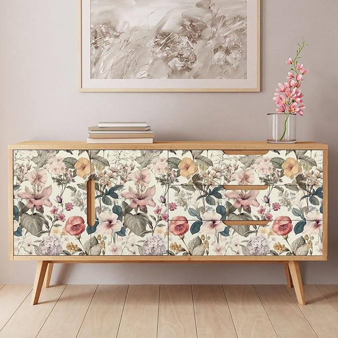 Jeweluck Floral Wallpaper Peel and Stick Vintage Floral Contact Paper Peel and