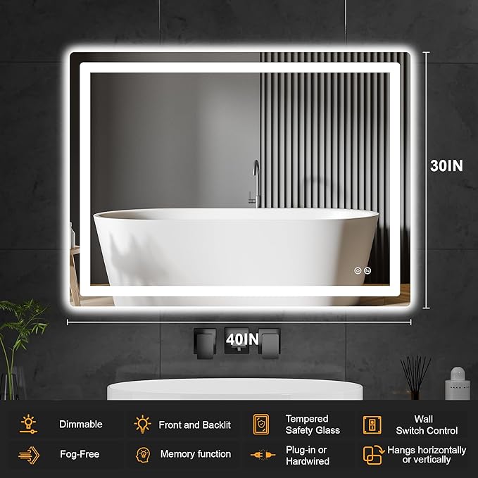 AMOISE LED Bathroom Vanity Mirror
